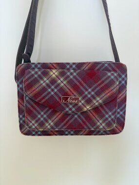 Ness purple wool plaid tartan bag purse shoulder crossbody